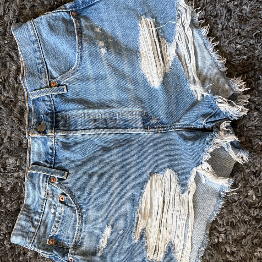 Levi's Light Blue Distressed Jean Shorts